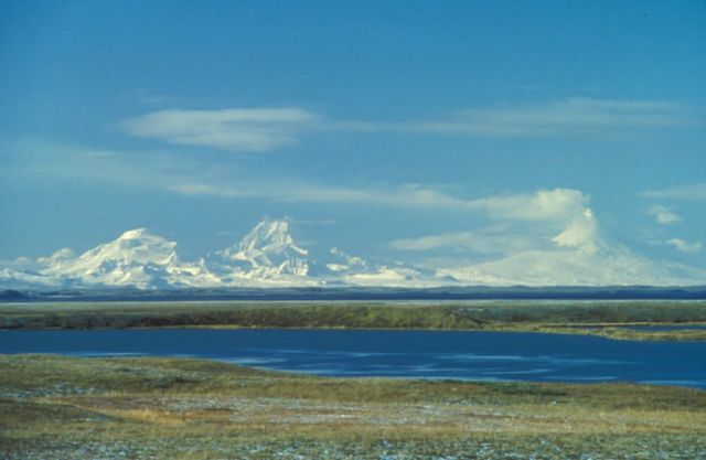 Unimak Island Peaks, Roundtop, Isanotski, Shishaldin Volcano Picture