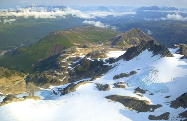 Mountain Tops and Glacier - Aerial View Picture