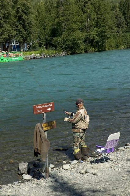 Man with Lawnchair Fishing Russian River Picture
