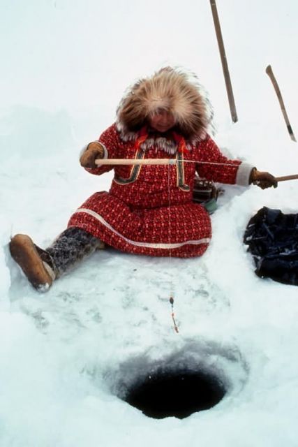 Woman Fishing for Tom Cod Picture