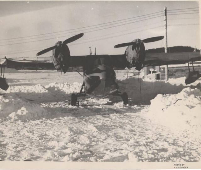 Prop Small Plane in Winter at Small Airport Picture