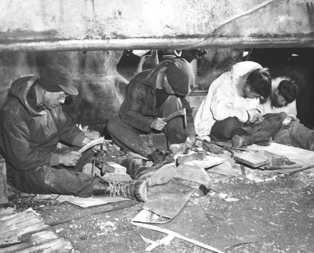 King Island Eskimos Carving Ivory Near Nome Picture