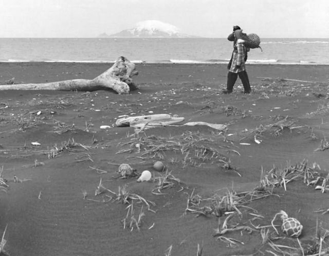 Palmer Sekora and Linda Sekora on Bering Sea Beach, Kudiakof Islands Picture