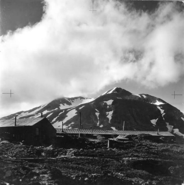 Scenic View of Attu Mountains and Military Building Picture