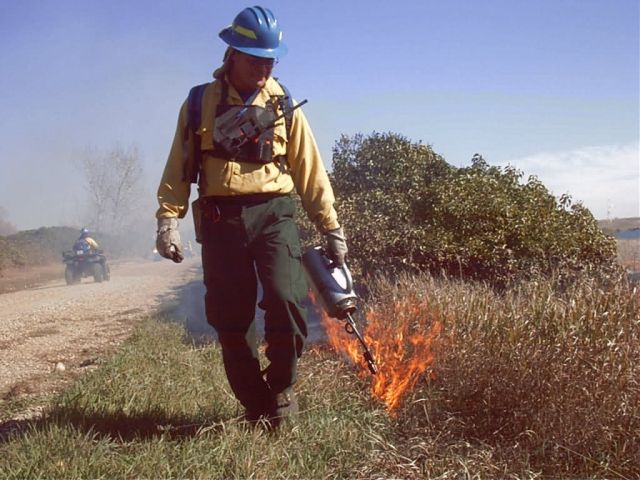 r6-nd-usr-firefighter applies fire to burn Picture