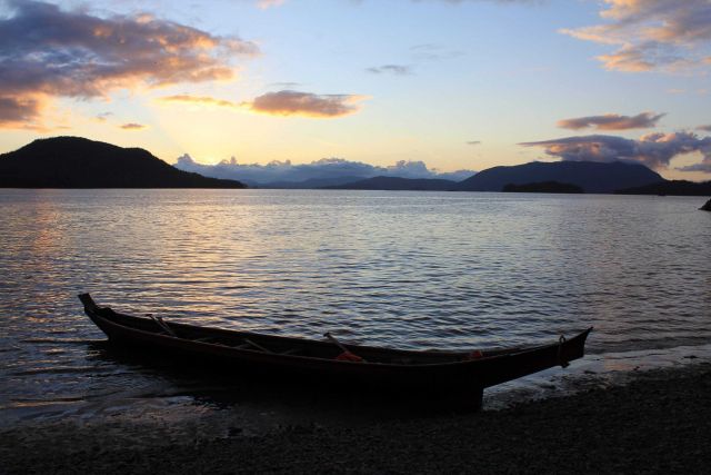 Tlingit Indian canoe in the sunset Picture