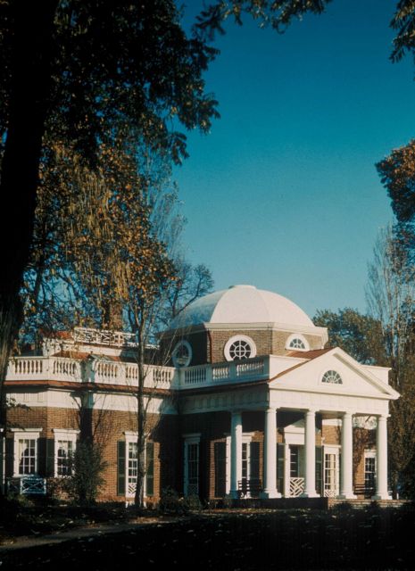 Monticello, home of Thomas Jefferson, on a fall afternoon. Picture