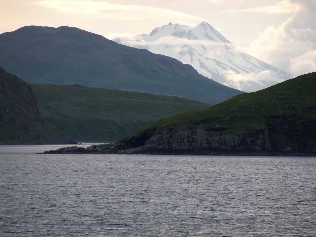 Mount Dutton seen to the west from the Pavlof Islands. Picture