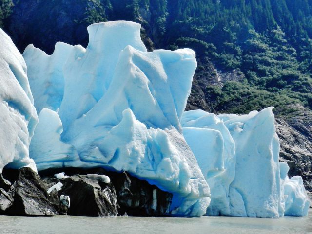 At the toe of Mendenhall Glacier just prior to a calving. Picture