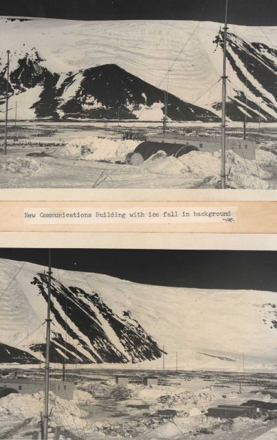 New communications building with ice fall in the background. Picture