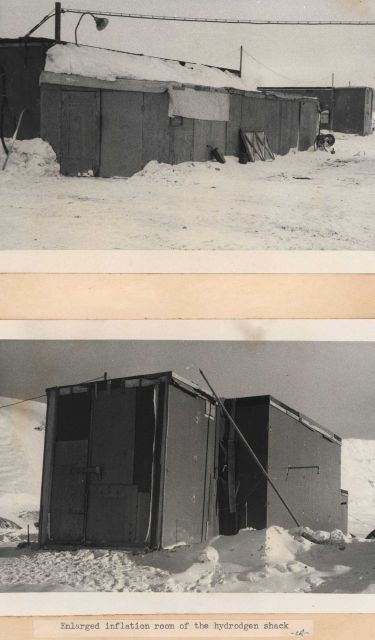 Upper photo? Lower photo - Enlarged balloon inflation room of the hydrogren shack. Picture
