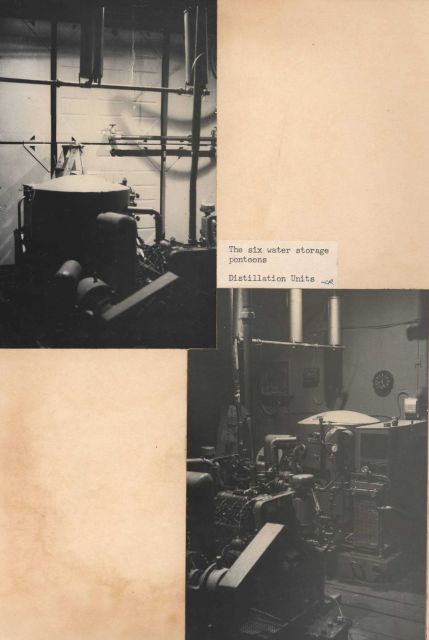 Distillation units fro the six water storage pontoons. Picture