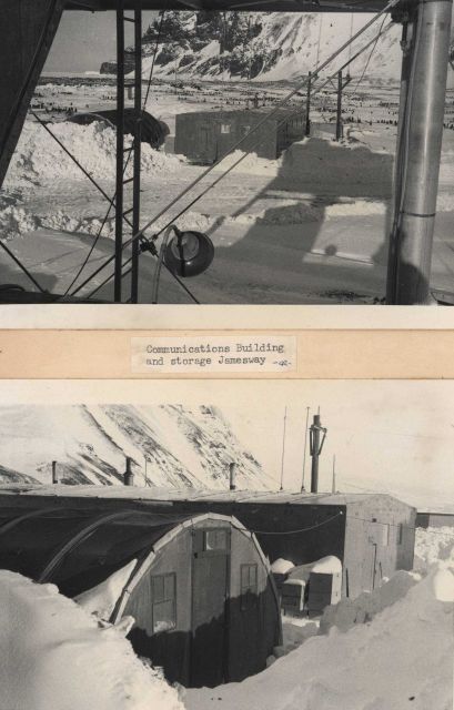 Communications building (right in both images) and storage jamesway Picture