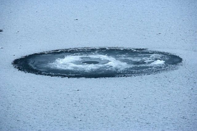 A seal breathing hole in the ice Picture