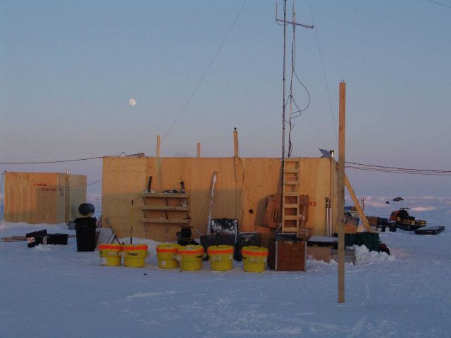 Circus Circus to the left and communications shed to right at ice camp Picture