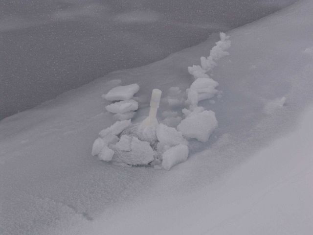 An SVP-BT buoy in new ice in a lead. Picture