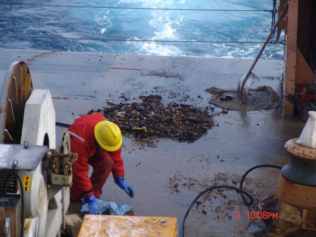 Results of sediment and rock dredging operations on HEALY. Picture