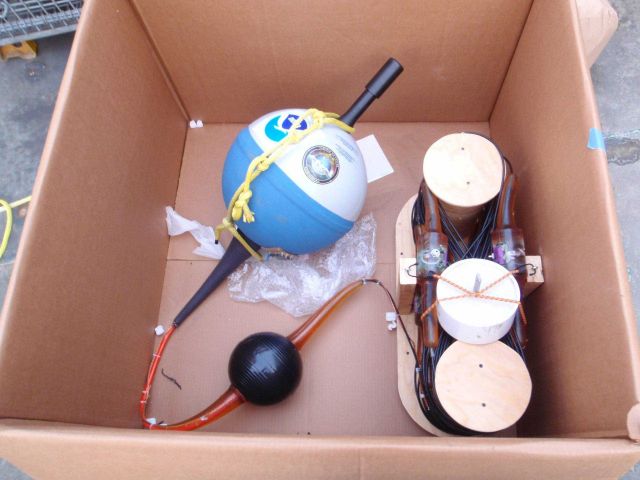 NOAA/Joint Ice Center ice buoy being readied for deployment. Picture