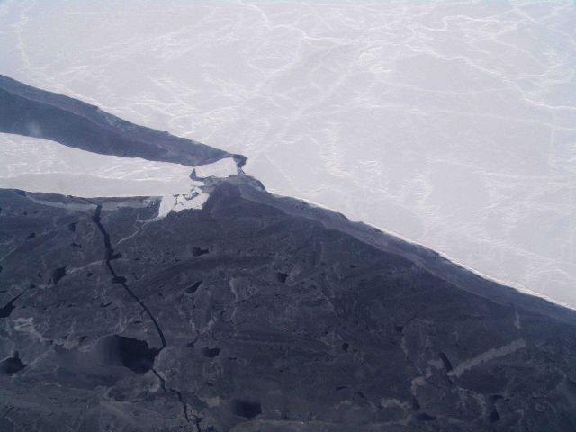 Young ice in a lead that will melt as spring advances and summer comes on. Picture