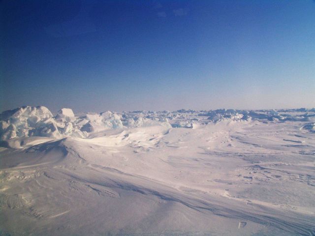 A terrain with ridges in thick first-year ice with large blocks of ice Picture