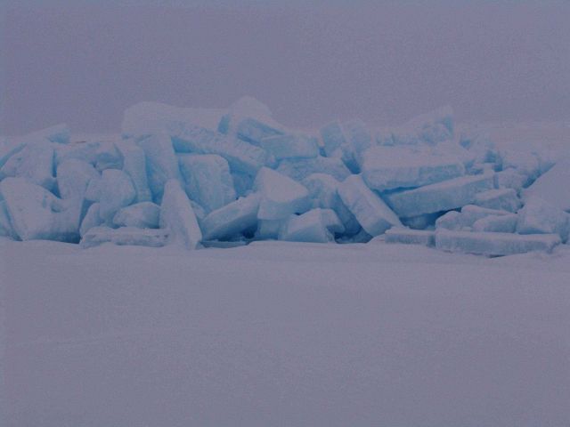 How much force could cause this pile of huge blocks of ice to form? These are blocks of ice formed from level first year ice. Picture