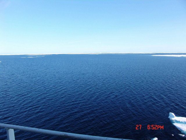 Large area of open water with ice pack in the distance Picture