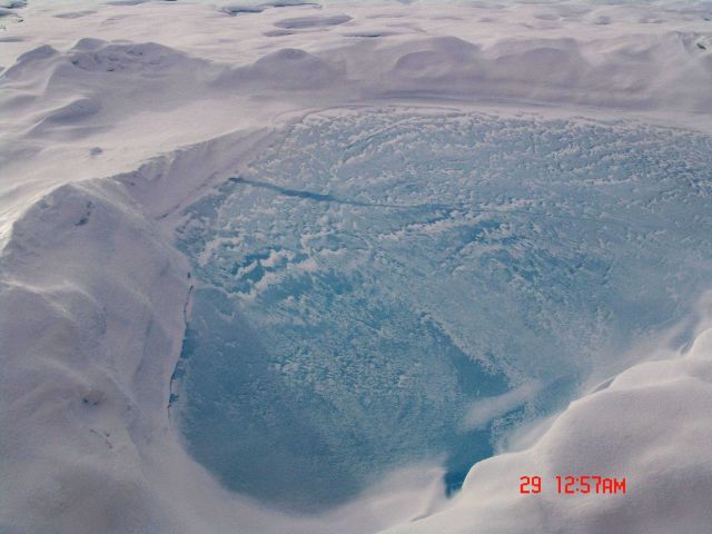 By late August refreezing has begun Picture