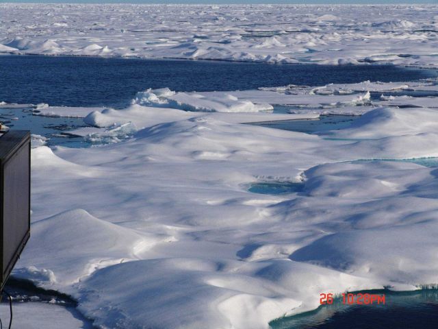 A vista of multi-year ice with a large area of open water Picture