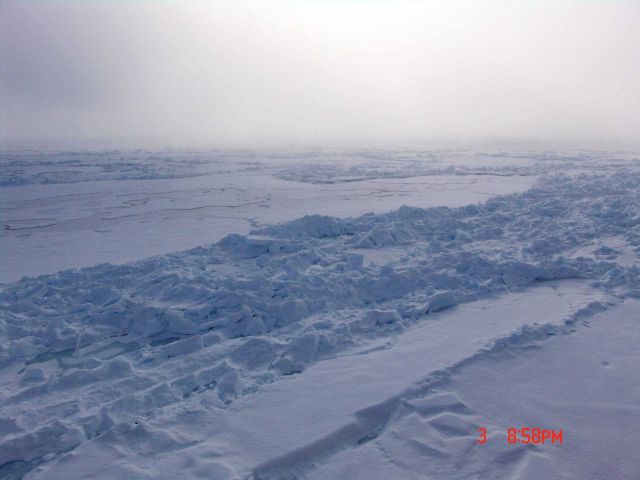 A ridge between colliding ice floes. Picture
