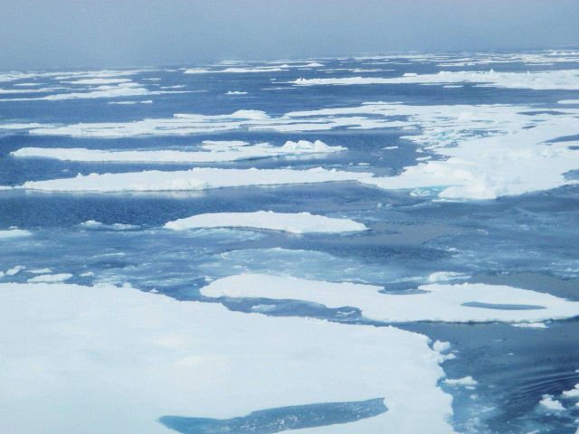 A variety of ice types are seen in this picture as the refreezing process continues. Picture