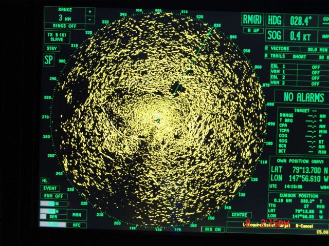 Radar scope image of over 80% ice cover at 79 14 N 147 57 W Picture