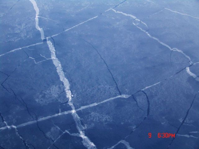 Nilas ice grading to grey ice. Picture
