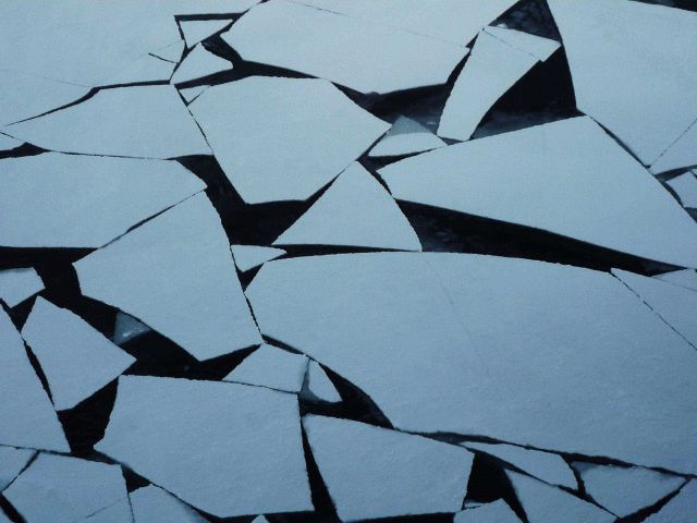 Polygons of new ice form striking geometric patterns. Picture