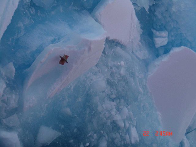 Brash ice with target for scale Picture