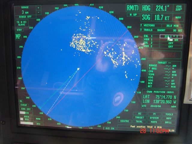 Radar image of minimal ice cover at 75 15 N, 138 21 W. Picture