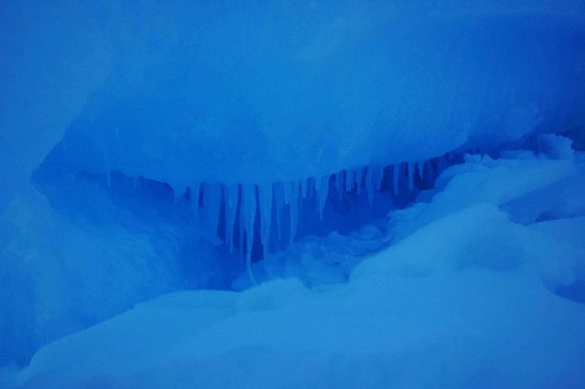 Icecicles found in small opening where floes were rafted. Picture