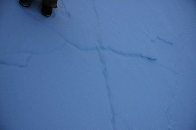 X marks the spotwhere ice floes had frozen together. Picture