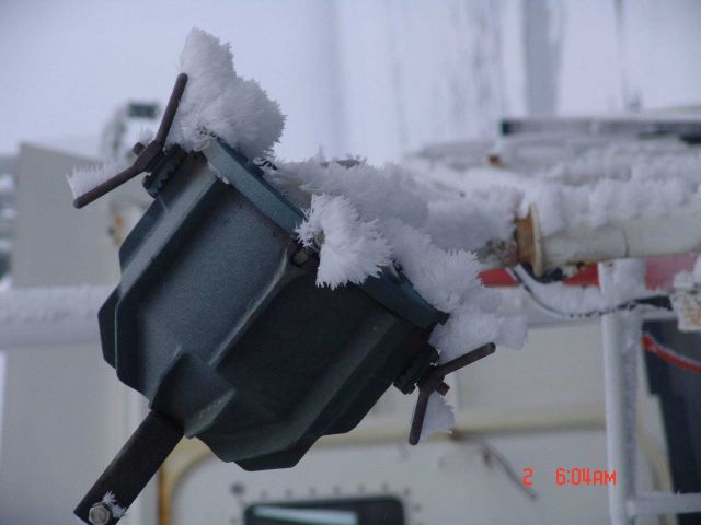 Rime on deck light of USCG icebreaker HEALY Picture