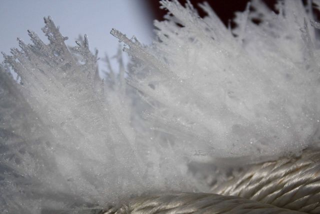 Rime on line of USCG icebreaker HEALY. Picture