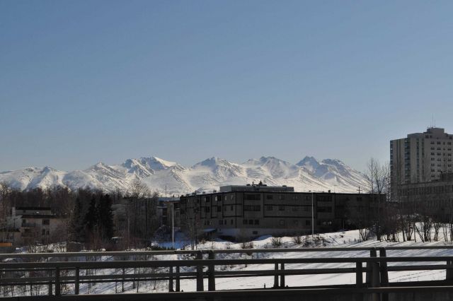 Chugach Range seen over Anchorage looking to the east. Picture