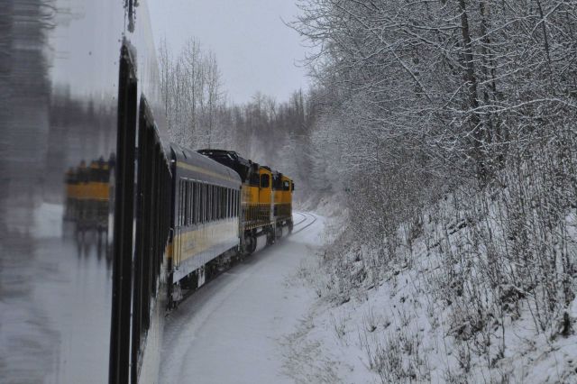 A scene along the Alaska Railroad Aurora Winter Train. Picture