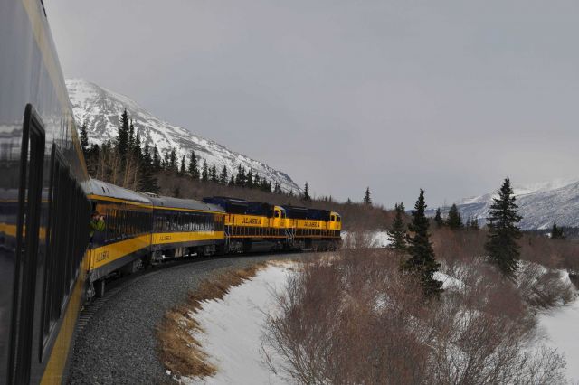 A scene along the Alaska Railroad Aurora Winter Train. Picture