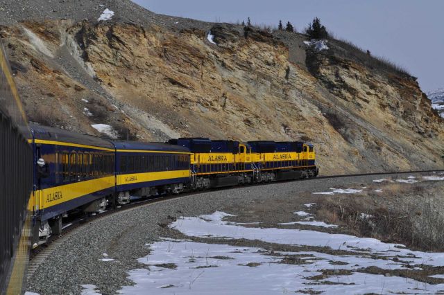 A scene along the Alaska Railroad Aurora Winter Train. Picture
