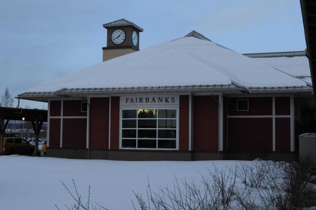 The railroad station at Fairbanks. Picture