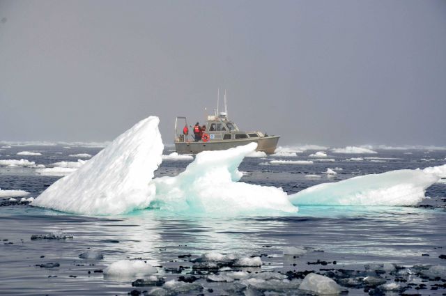 Survey launch from NOAA Ship FAIRWEATHER in the pack ice about 40 miles west of Point Barrow. Picture