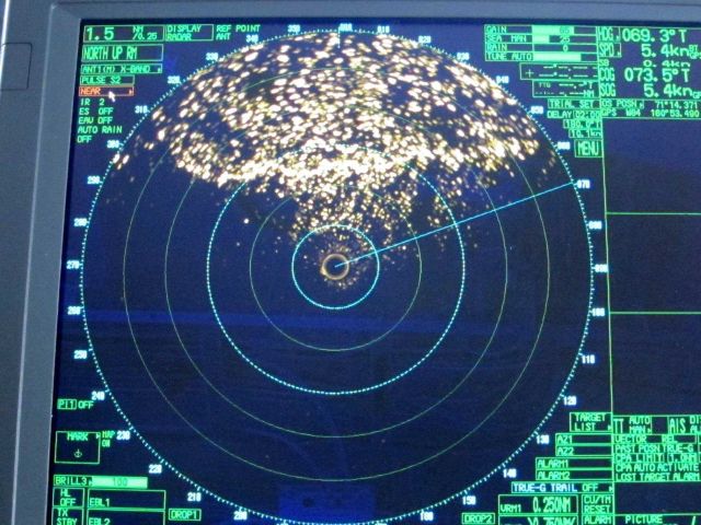 Radar display of pack ice about 100 nautical miles west of Point Barrow. Picture