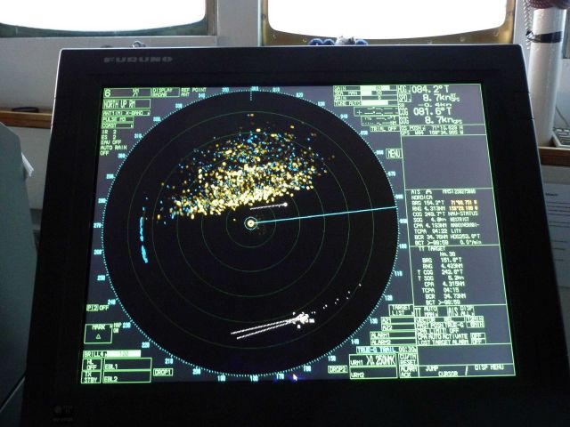 Radar display while in the pack ice about 40 nautical miles west of Point Barrow. Picture