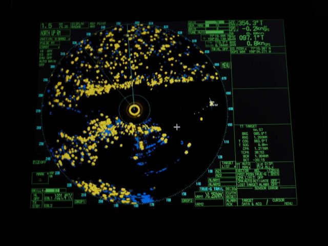 Radar display while in the pack ice about 40 nautical miles west of Point Barrow. Picture
