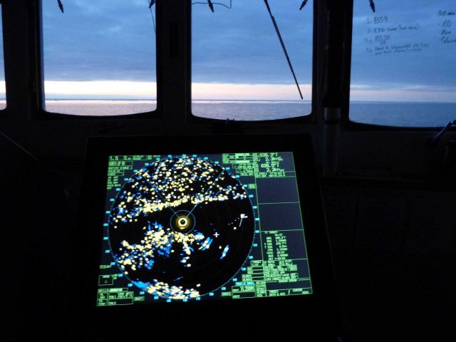 Radar display while in the pack ice about 40 nautical miles west of Point Barrow. Picture