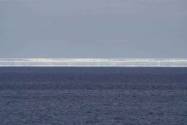 Mirage on the Beaufort Sea giving appearance of inpenetrable wall of ice. Picture